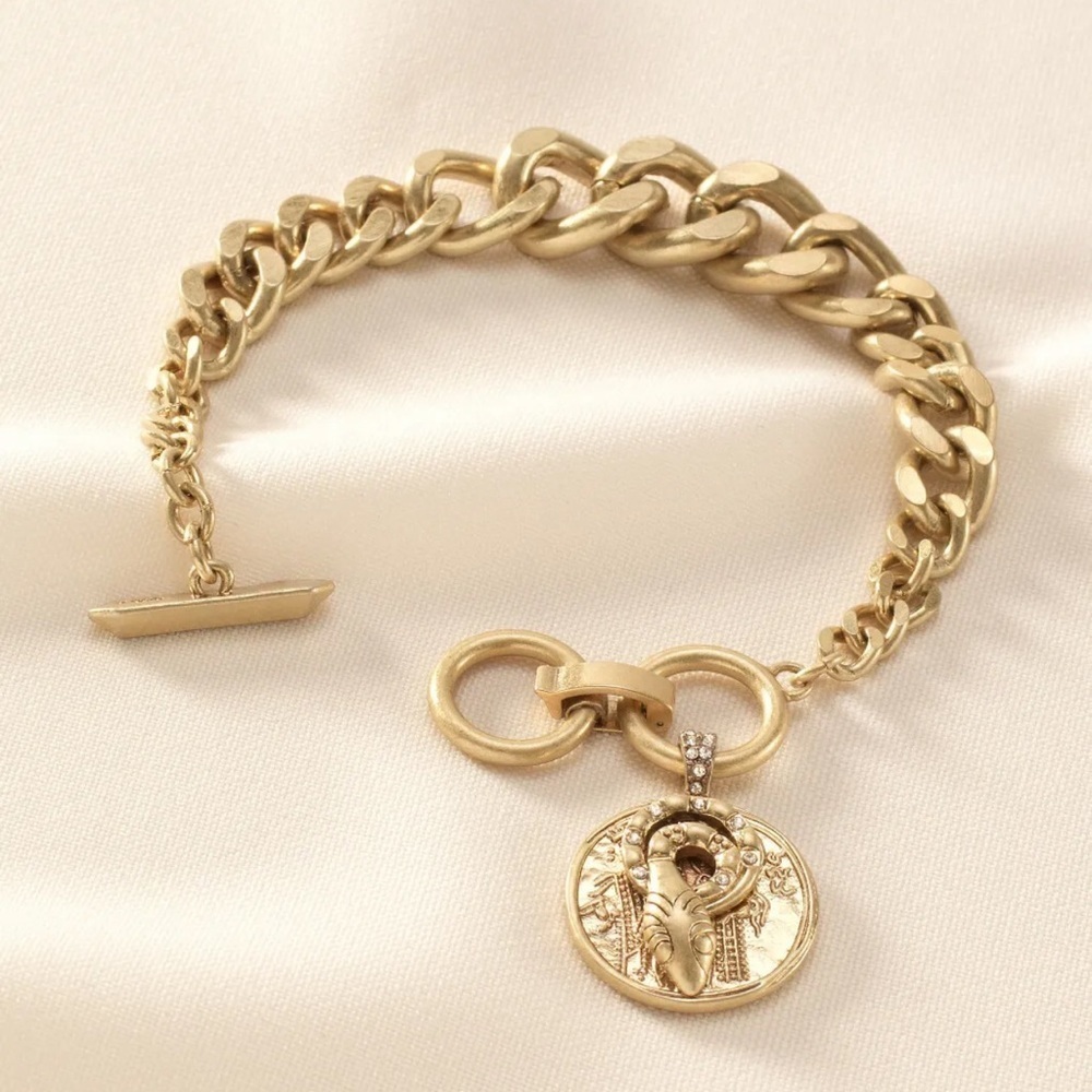 Stella & Dot Heritage coin gold plated bracelet jewelry chain